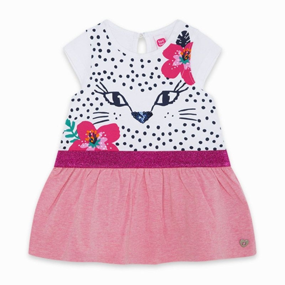 Pink and White Kids Casual Dress
